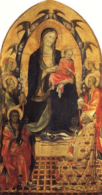 Gherardo Starnina Madonna and Child with SS.John the Baptist and Nicholas and Four Angels oil painting picture